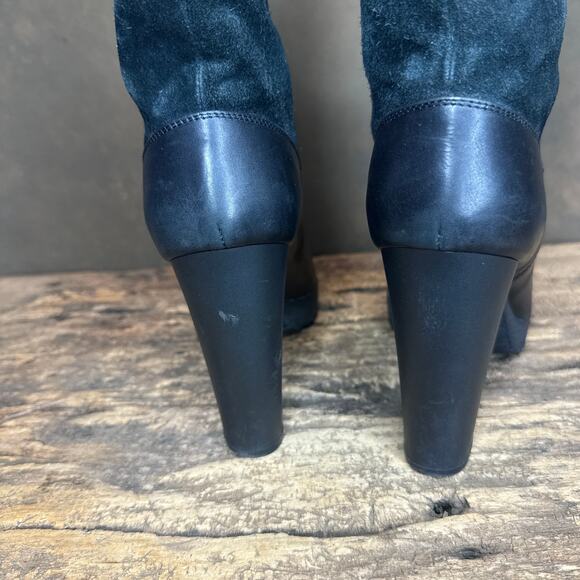 Hogan Italy Women’s 38.5 Lambskin & Suede Pull-On Boots 4” Heel Luxury Designer - Picture 8 of 10